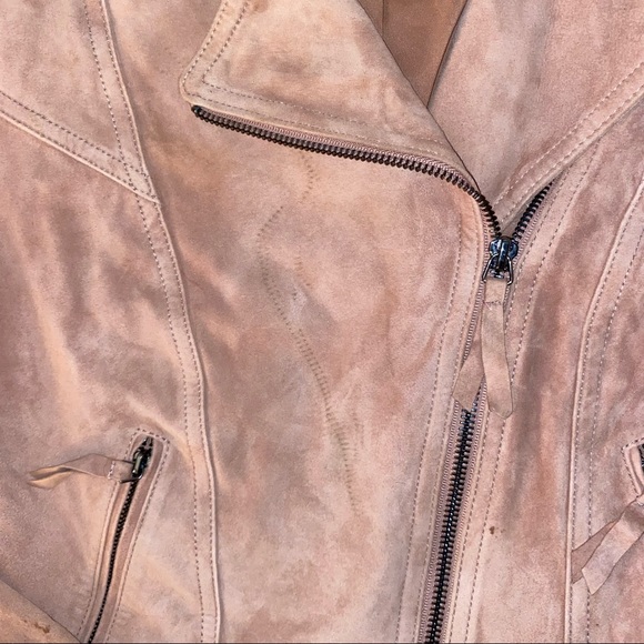 🚫SOLD🚫 White House Black Market Genuine Leather Suede Blush Moto Jacket - Picture 14 of 16